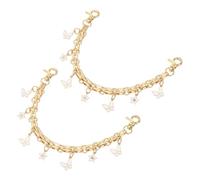 QUARKZMAN 2Pcs Catena Estensione Borsa 10", Accessori Borsa Charm per Borse Donna Manico Sostituto Decorazione con Pendente Fiore Farfalla, Bianco