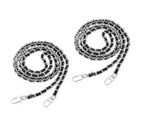 QUARKZMAN 2Pcs Catena per Borsetta, 55" Catena in Ferro e Pelle con Fibbia Sostitutiva per Borsa a Spalla e a Traversa (Nero, Argento)