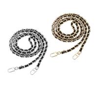 QUARKZMAN 2Pcs Catena per Borsetta, 55" Catena Sostitutiva in Pelle e Ferro con Fibbia per Borsette a Spalla e a Traversa (Nero, Argento&Nero, Oro)