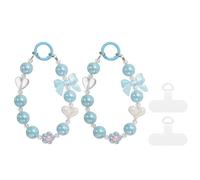 QUARKZMAN 2Pcs Charm Per Telefono Con Perline Cristallo (13cm, Blu) - Cinturino Lanyard Per Telefono Catena Bracciale Polso Con Linguetta Per Telefoni Donne Smartphone Fotocamere