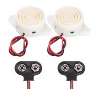 QUARKZMAN 2Pcs Cicalino Elettronico DC3-24V 90dB Suono Intermittente Bianco | Con Connettore A Batteria Tipo T 9V, 3100Hz, Per Moto Golf Car Veicoli Allarme Auto, Piezo Allarme Sonoro Attivo