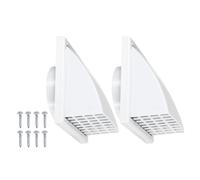 QUARKZMAN 2PCS Copertura Per Presa D'Aria Essiccatore (4" OD) - Coperture Per Presa D'Aria Esterna In ABS Plastica Impermeabile Con Valvola Di Ritorno Per Cucina/Bagno/Garage/Esterno, Bianco