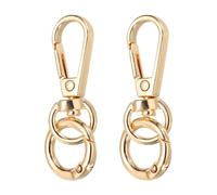 QUARKZMAN 2Pcs Gancetto Girevole A Molla 5Cm Gancio A Scatto Oro Chiaro | Con Anello A Molla In Metallo Doppia Apertura Portachiavi Gancetti A pinze, Per DIY Borselleria Collane Lanyards