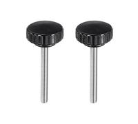 QUARKZMAN 2pcs Manopole A Coste M6 x 60mm Metrico 304 Acciaio Inossidabile Filettatura Maschio Tipo Avvita 30mm Testa Rotonda Plastica Manopola Filettata Perno Manovella Nero