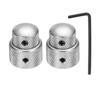 QUARKZMAN 2Pcs Manopole Di Controllo Audio Universali In Metallo Con Chiave Per Volume E Tono A Doppia Concentrica Per Chitarra Elettrica Basso Argento
