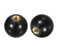 QUARKZMAN 2Pcs Pomelli Filettati a Sfera, Filettatura Femmina M5 Pomello Termoindurente 16mm Diametro Pomelli Rotondi per Maniglie Leva Macchina con Inserti in Rame, Nero
