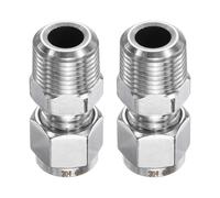 QUARKZMAN 2pcs Raccordo a Compressione 8mm Diametro Esterno Tubo x 3/8" NPT Filettatura Maschio Adattatore Diritto in Acciaio Inossidabile per Tubi Collegamento per Olio Gas Acqua