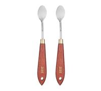QUARKZMAN 2pcs Spatola Pittura Strumento 1.57" x 0.79" Lama Acciaio Inox a Goccia 7.48" Lunghezza Spatola Pittura con Foro Manico Legno di Faggio per Acrilico Tela, Rosso/Argento