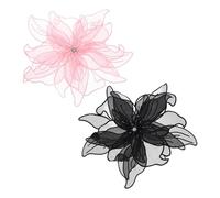 QUARKZMAN 2Pcs Spilla A Fiore Grande In Satin Per Donna Fiori Eleganti In Organza Per Abiti Da Sposa Feste Ballo Cappello Accessori Nero Rosa