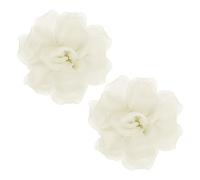 QUARKZMAN 2Pcs Spilla A Forma Di Fiore Grande In Satin Per Donne Fiori Eleganti In Organza Per Abiti Da Sposa Party Ballo Cappello Accessori Beige