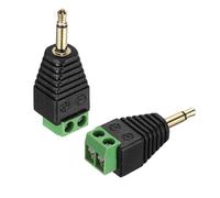 QUARKZMAN 2Pcs Spinotto Mono Maschio TS Da 3.5mm A Blocco A Vite A 2 Pin Placcato Oro Adattatore AUX Senza Saldatura Convertitore Balun Per Sostituzione Cuffie Auricolari