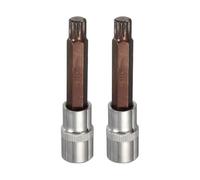 QUARKZMAN 2Pcs Triple Square Spline Bit Socket Attacco 1/2"Drive M12 Metric Sized Acciaio S2 Testa A 12 Punti Cacciavite Lungo Punta Trapano Adattatore Socket Acciaio CR-V Casa