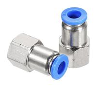 QUARKZMAN 2Pz 1/8" Npt Femmina Filettatura Rettile Push To Connect Raccordi, 1/4" Tubo OD x 1/8" Npt Raccordi per Ammortizzatori Ad Aria Raccordi Pneumatici (Tono Argento, Pcf 06-N01)