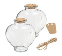 QUARKZMAN 2pz 12 oz/400ML forma cuore Vetro Barattoli Sughero Tappi Cancella Messaggio Wishing Bottiglia Spago e Etichette vuote per Halloween Decorazioni Matrimonio Doccia Bomboniere