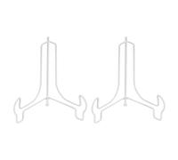 QUARKZMAN 2pz 14,5cm Supporto per Piatti da Esposizione, Supporti per Piatti Decorativi in Ferro Pieghevole per Libro Vassoio Foto Cornice Tavolo, Bianco