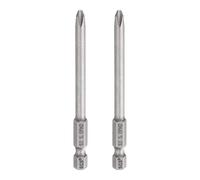 QUARKZMAN 2Pz #2 Punte Cacciavite Phillips PH2 1/4" Gambo Esagonale 3.15" (80mm) Lungo 5mm Asta Punta Trapano a Croce Magnetiche acciaio S2 Inserti per Avvitatore Industriale, Grigio