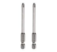 QUARKZMAN 2Pz #2 Punte Cacciavite Phillips PH2 1/4" Gambo Esagonale 3" (75mm) Lungo 4.5mm Asta Punta Trapano a Croce Magnetiche acciaio S2 Inserti per Avvitatore Industriale, Grigio