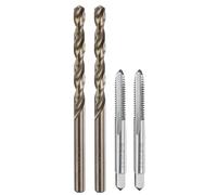 QUARKZMAN 2pz 2pz Set di Punte e Maschi per Filettare UNC 1/4-20 | Maschi Filettatori a Flauto Dritto, Punte da Trapano a Spirale da 5.1mm, HSS-6542/M35 HSS-CO, Non Rivestiti/Giallo Tostato