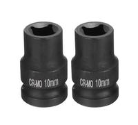QUARKZMAN 2pz 4 Punti Presa Quadrata 1/2" Drive 10mm Presa Quadrata Metrica Impatto CR-MO Nera Standard Presa Ruota Presa Pneumatica per Riparazioni Auto Manutenzione Meccanica Uso Domestico