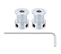 QUARKZMAN 2pz Alluminio 20 Denti 5mm Foro 10mm Larghezza Puleggia Cinghia Temporizzata Ruota Puleggia Idler Ruote Ingranaggio Parte con Chiave per Stampante 3D, Argento