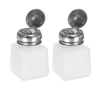 QUARKZMAN 2pz Distributore Alcol Solvente 100ml 3,4oz Bottiglia Bianco | per Acetone Detergente Rimuovi Smalto, Pompa Dispenser Liquido a Pressione, con Coperchio in Acciaio Inox, Sigillante