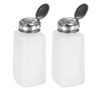 QUARKZMAN 2pz Distributore Alcol Solvente 250ml(8,5oz) Bottiglia Pompa Dispenser Liquido a Pressione con Coperchio in Acciaio Inox Sigillante per Acetone Detergente Rimuovi Smalto, Bianco