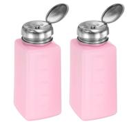 QUARKZMAN 2pz Distributore Alcool Solvente 250ml(8.5oz) Bottiglia Pompa a Pressione Liquidi Coperchio Acciaio Inossidabile Sigillante per Acetone, Detergente Unghie, Rimuovi Smalto, Rosa