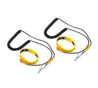 QUARKZMAN 2pz ESD Anti Statico Polso Cinturino 7.87ft Silicone Regolabile Antistatico Braccialetto Set Cablato per Computer Elettronica Riparazione Giallo Nero