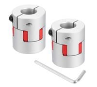 QUARKZMAN 2pz Flessibile Prugna Albero Accoppiamento Tono Argento Rosso | per 3D Stampante CNC Macchina, D30 L35 12mm a 14mm, Motore Connettore Flessibile Accoppiatore Spider, Alluminio