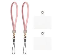 QUARKZMAN 2pz Laccio Telefono Universale Cinturino Polso Staccabile Scintillio e Patch Telefono Lussuoso Cordoncino Strass per Fai da Te Auricolari Portachiavi Portamonete Portafoglio Rosa