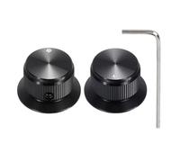 QUARKZMAN 2pz Manopole in Alluminio per Potenziometro 1/4" Controllo Volume Tono Top Hat per Strumenti Chitarra Mixer Audio Amplificatore con Bordo Lucidato e Indicatore Nero