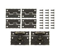 QUARKZMAN 2pz Mini Chiusura a Scatto Retrò in Lega Bronzo e 4pz Cerniere Incises 40 x 30mm Fibbia a Scatto e Cerniera a Motivo con 24pz Viti per Cassettiera Decorativa Piccola Scatola Legno