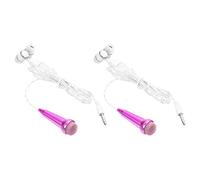 QUARKZMAN 2Pz Mini Microfono Piccolo Microfono Portatile Microfono Mini Mic con Auricolare per Canto Registrazione Vocale Video per Telefono Computer Notebook Rosso Rosa