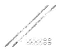 QUARKZMAN 2pz Perni Filettati Doppi, M8x250mm Acciaio Inossidabile 304 Barre Filettate Doppie con Dadi e Rondelle Piatte & di Sicurezza Perno Filettato Doppio Bullone per Manutenzione