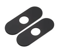 QUARKZMAN 2pz Piastra Copertura per Foro 6 Pollici, Piastra Copertura per Lavello Acciaio Inossidabile per Rubinetto Bagno o Cucina, Ovale Nero