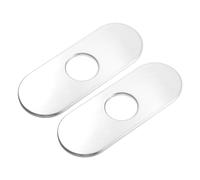 QUARKZMAN 2pz Piastra Copertura per Foro 6 Pollici, Piastra Copertura per Lavello Acciaio Inossidabile per Rubinetto Bagno o Cucina, Ovale Argento Spazzolato