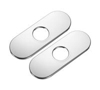 QUARKZMAN 2pz Piastra Copertura per Foro 6 Pollici, Piastra Copertura per Lavello Acciaio Inossidabile per Rubinetto Bagno o Cucina, Ovale Argento