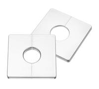 QUARKZMAN 2pz Piastra di Protezione Quadrata in Plastica ABS, Flangia Divisa per Parete, 33mm Diametro Copertura Decorativa Bocca Tubo a Parete, Argento