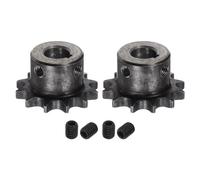 QUARKZMAN 2pz Pignone a Catena a Rulli ISO/DIN 06B-1 Tipo B Foro 12mm, Passo 3/8", Pignone a Rulli a Singola Riga Acciaio A3 Temprato 12 Denti