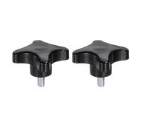 QUARKZMAN 2pz Pomelli a Stella M8 x 16mm Filettatura Maschio Plastica Nero | 4 Stelle Manopola Perno Maniglia Filettata Ricambio Vite Serraggio Serraggio Manuale