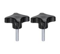QUARKZMAN 2pz Pomelli a Stella M8 x 35mm Filettatura Maschio in Plastica 4 Stelle Manopola Perno Maniglia Filettata Ricambio Vite Serraggio Serraggio Manuale, Nero