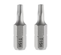 QUARKZMAN 2pz Punte Cacciavite Torx T15H 1/4" Esagonale 25mm/1" Lunghezza Stelle Magnetiche a 6 Punti in Acciaio S2 con Foro per Cacciavite