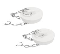 QUARKZMAN 2pz Tappi Vasca, Tappi Vasca Gomma 45-47mm Tappo per Scarico Lavello Cucina, Tappo per Scarico Bagno con Anello Trazione e Catena Acciaio Inox, Bianco