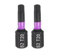 QUARKZMAN 2Pz TT20 Inserti per Avvitatore Torx 1/4" Gambo Esagonale 25mm/1" Lunghezza Punte per Cacciavite Magnetico 6 Punte Esagonali a Stella in Acciaio S2 con Foro per Trapano Elettrico