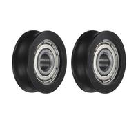 QUARKZMAN 2pz U625ZZ POM Puleggia Cuscinetto a Sfera a Gola a U 5 x 20 x 7mm Ruota a Rullo a Gola a U (GCr15) Cuscinetti in Acciaio Cromato, Nero