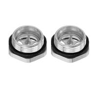 QUARKZMAN 2pz Vetro Spia Olio Compressore d'Aria 27 x 1,5mm Filettatura Maschio Indicatore Livello Liquido Alluminio Testa Esagonale Finestra con O-Ring per Scatole Ingranaggi, Argento