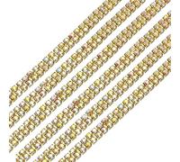 QUARKZMAN 3 Iarda 8mm 2 Riga Cristallo Strass Diamante Chiudi Catena Rifinitura Rifinitura Artiglio Coppa Catena Cucito Artigianato Gioielli Matrimonio Oro Colorato