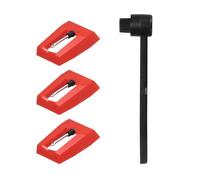 QUARKZMAN 3 Pack Ago Per Disco, Sostituzione Ago Diamante Per Giradischi Con Spazzola Per Pulizia Per Giradischi In Vinile LP, Rosso