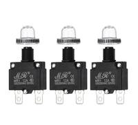 QUARKZMAN 3 Pcs Interruttore Termico A Pulsante 12Amp, 125/250V AC 32V DC Ripristino Manuale Protezione Sovraccarico Termico Con Tappi Pulsante Impermeabili