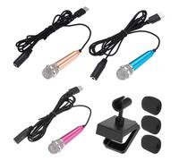 QUARKZMAN 3 Pcs Mini Microfono Mini Mic Piccolo Microfono Tipo C Per Telefono Piccolo Microfono Con Supporto Copertura In Spugna Per Registrare La Voce Del Telefono Oro/Rosa Fluorescent/Blu
